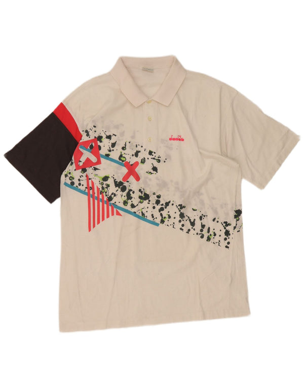 Polo grafica da uomo Diadora IT 54 XL in cotone bianco