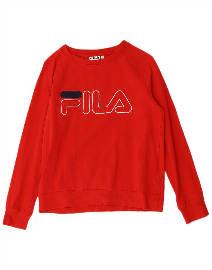 Felpa grafica da donna Fila Jumper UK 10 Small Red Cotton