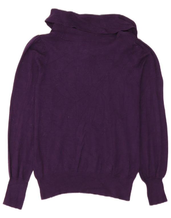 Maglione maglione a collo alto da donna Marks & Spencer UK 12 Viscosa viola medio