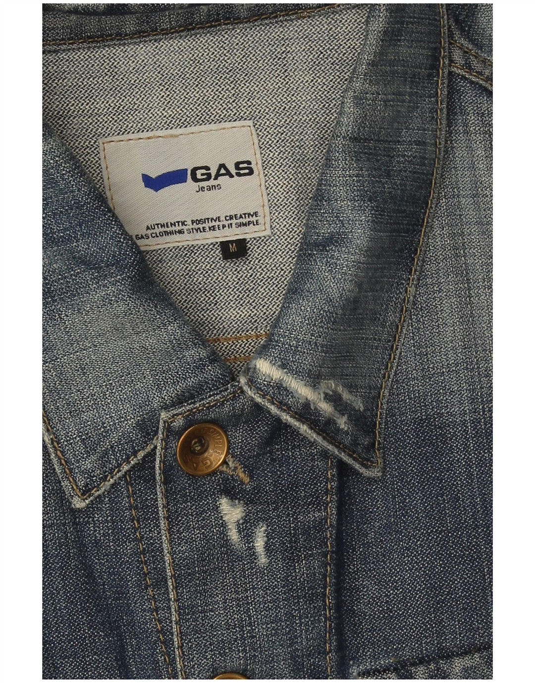Giacca in denim invecchiato da uomo Gas UK 38 Cotone blu medio