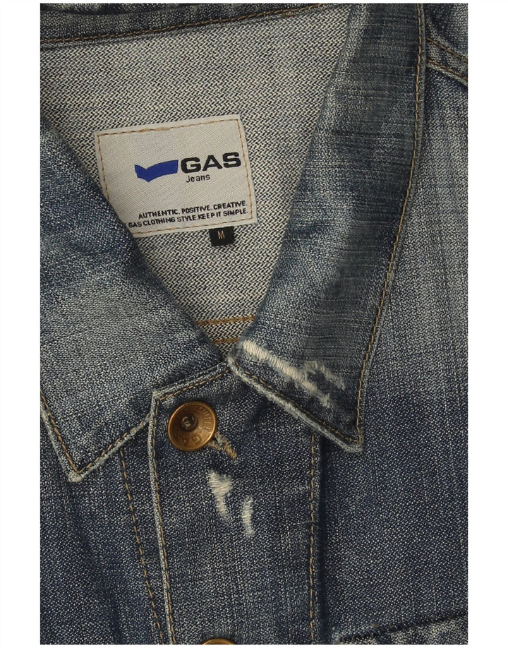 Giacca in denim invecchiato da uomo Gas UK 38 Cotone blu medio
