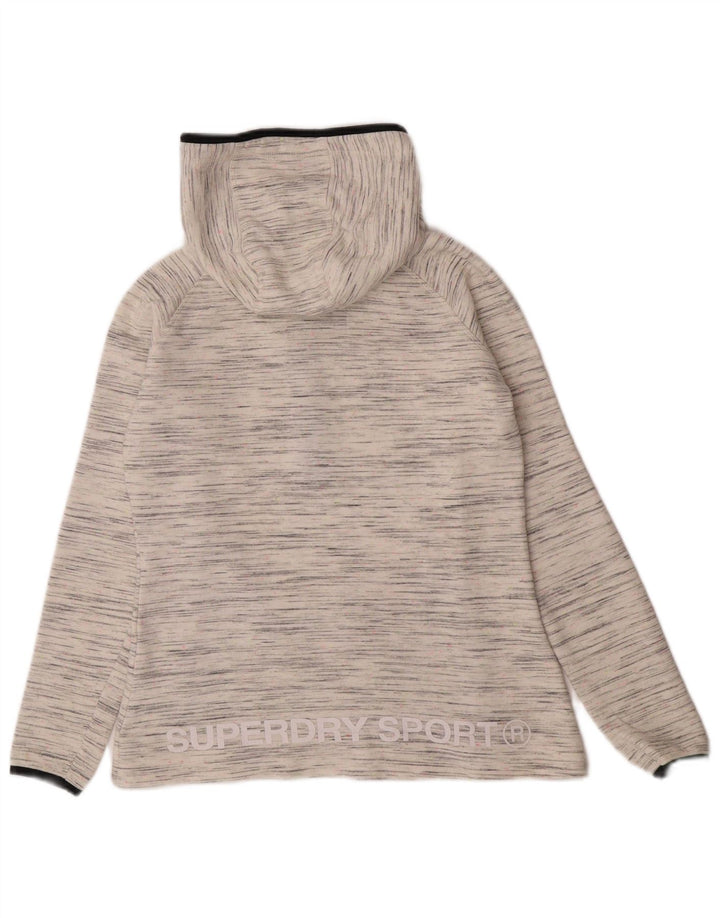 Maglione con cappuccio e zip grafica da donna Superdry UK 14 medio bianco chiazzato