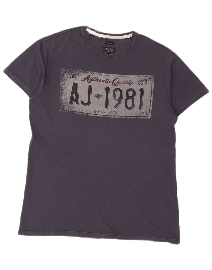 ARMANI JEANS T-shirt grafica regolare da uomo Top piccola in cotone blu navy