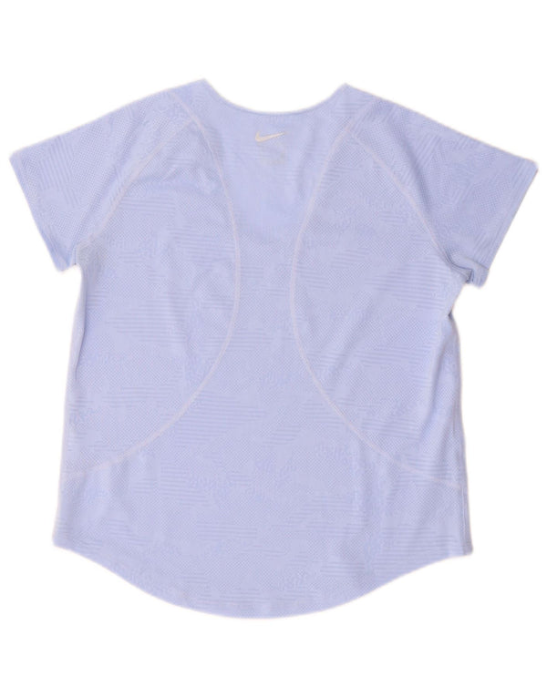 T-shirt Nike Dri Fit da donna, taglia UK 10, piccola blu geometrica