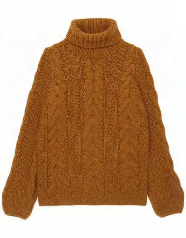 Benetton Maglione maglione collo alto da donna UK 14 Acrilico marrone medio