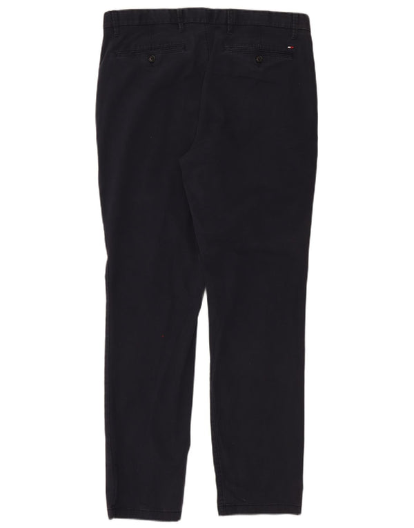 Pantaloni chino dritti da uomo Tommy Hilfiger W36 L32 cotone blu navy