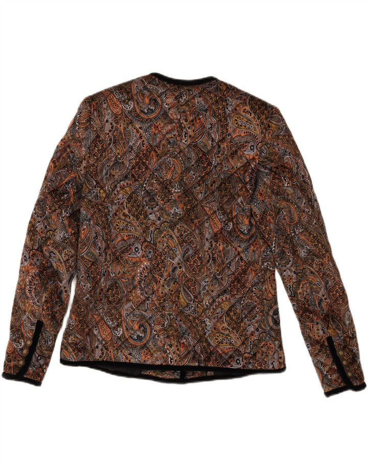 Giacca blazer vintage da donna a 5 bottoni UK 12 Paisley marrone medio