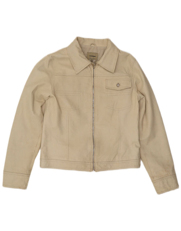 Conbipel Womens Leather Jacket IT 46 Large Off White Leather