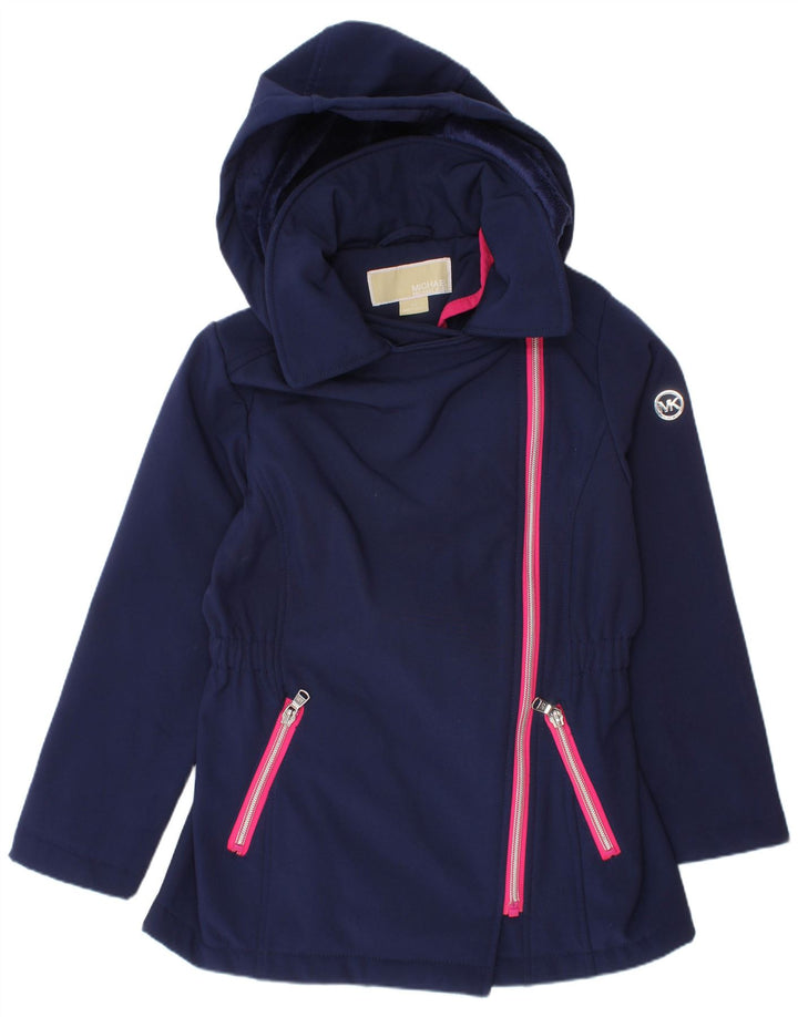 Giacca a vento con cappuccio per ragazze Michael Kors 5-6 anni in poliestere blu navy