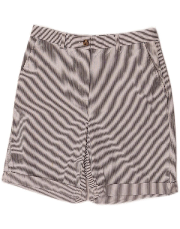 Pantaloncini chino da donna Marks & Spencer UK 10 piccoli W28 cotone gessato bianco