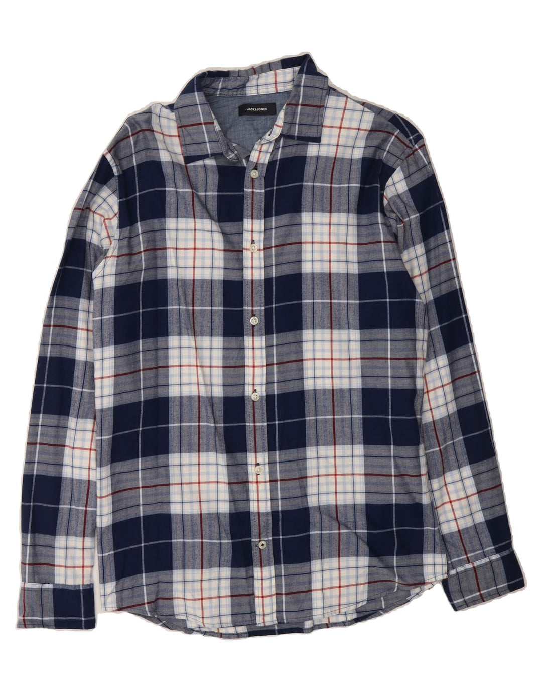 JACK & JONES Mens Flannel Shirt Large Navy Blue Check Cotton Vintage Jack & Jones and Second-Hand Jack & Jones from Messina Hembry 