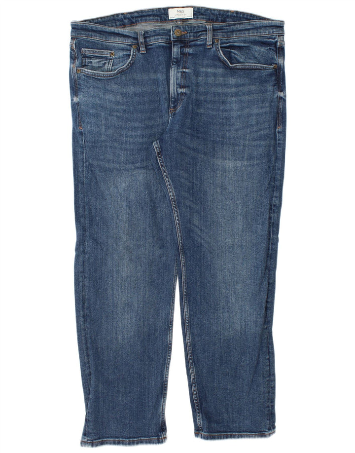Jeans dritti da uomo Marks & Spencer W38 L29 cotone blu