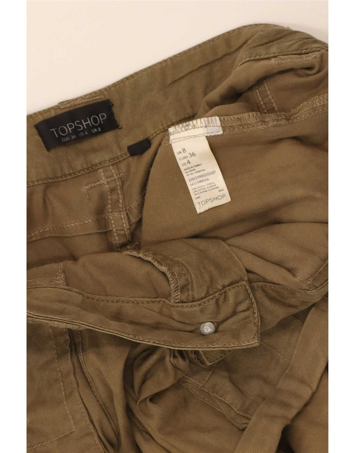 Pantaloncini cargo da donna Topshop UK 8 Small W30 Khaki Lyocell
