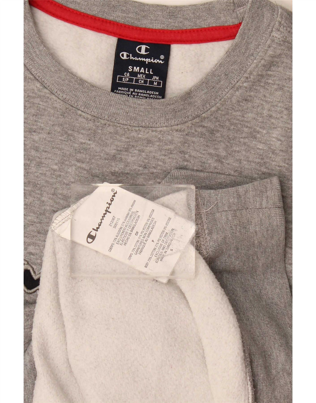 Felpa grafica da uomo Champion, maglione piccolo, cotone chiazzato grigio