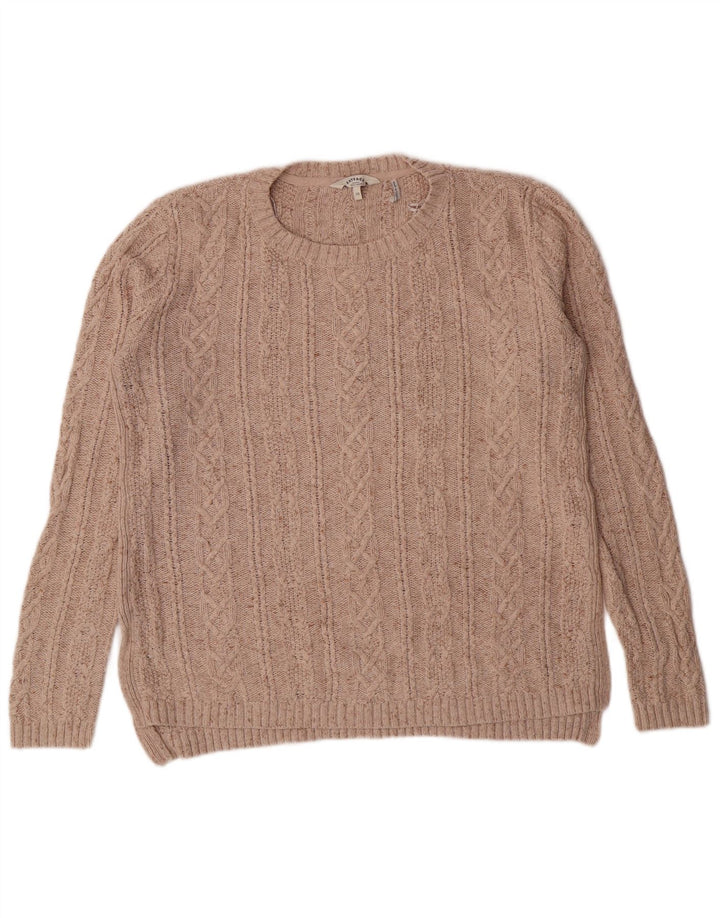 Maglione maglione girocollo da donna Fat Face UK 10 piccolo classico in cotone beige