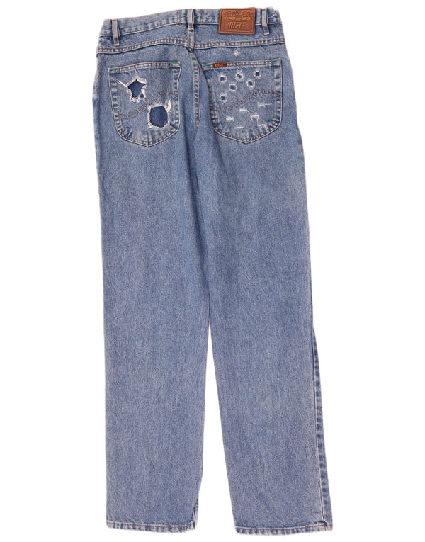 Jeans dritti invecchiati da uomo Rifle W33 L33 in cotone blu