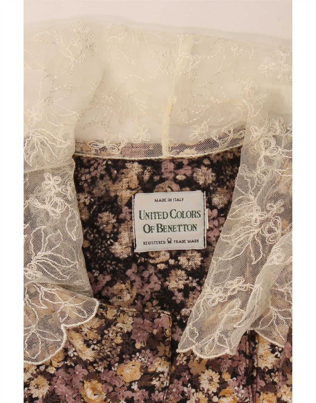 BENETTON Camicia da donna Camicetta UK 12 Marrone medio floreale