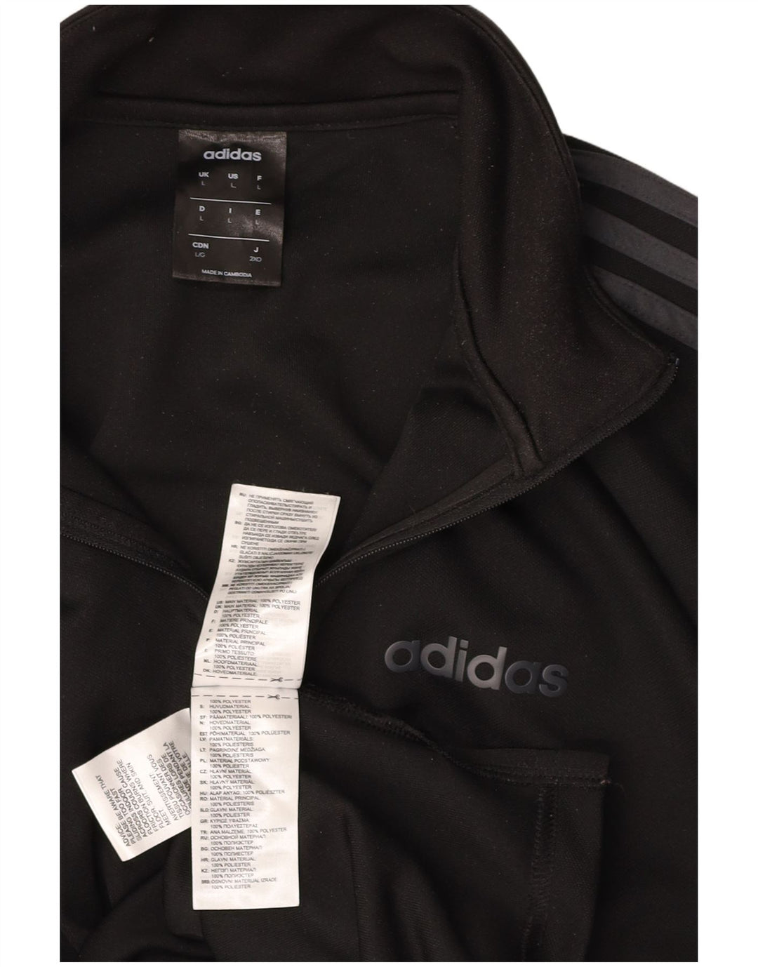 ADIDAS Maglia da tuta pullover con zip e collo Climalite da uomo grande nera