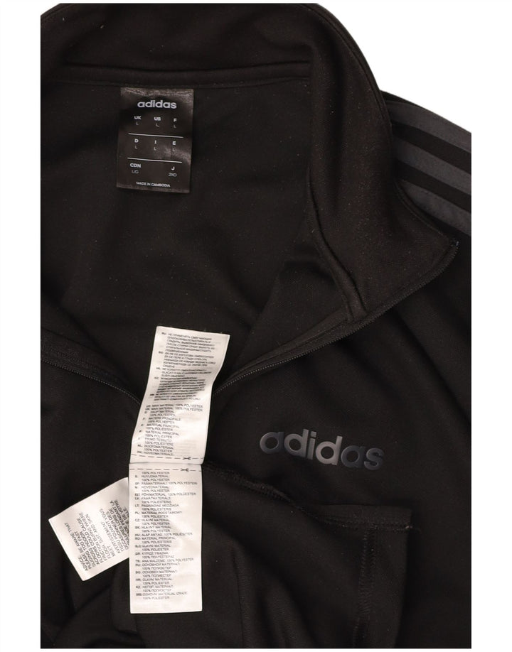 ADIDAS Maglia da tuta pullover con zip e collo Climalite da uomo grande nera