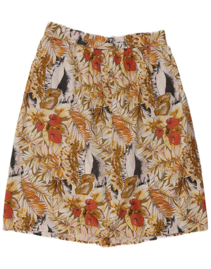 Gonna a trapezio da donna VINTAGE W34 grande floreale multicolore