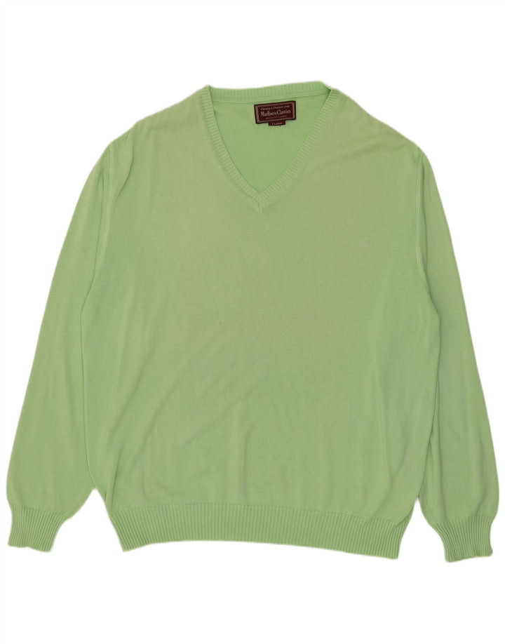 Marlboro Classics Maglione da uomo con scollo a V XL in cotone verde