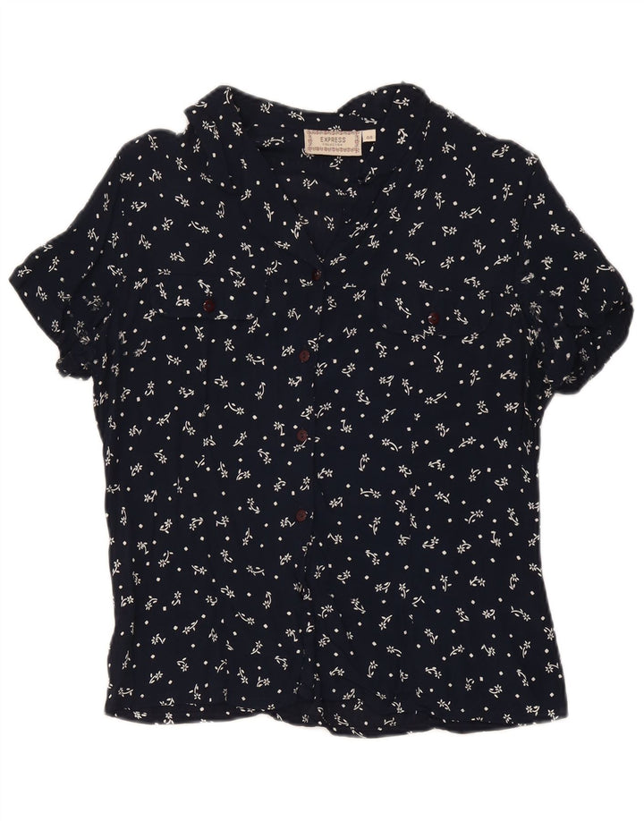 Camicia a maniche corte da donna Express IT 44 Blu navy medio floreale