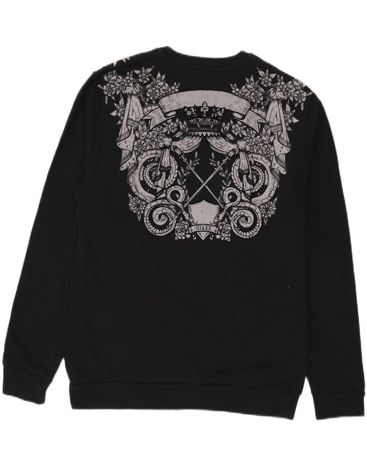 Felpa con grafica Zara da uomo, grande, in cotone nero