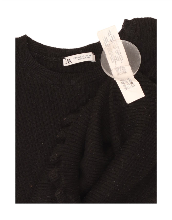 ZARA Womens Crop Top UK 8 Small Black Polyester
