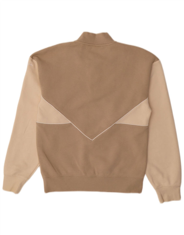 Felpa ADIDAS da uomo con collo con zip grafica, maglione XS, cotone color block beige