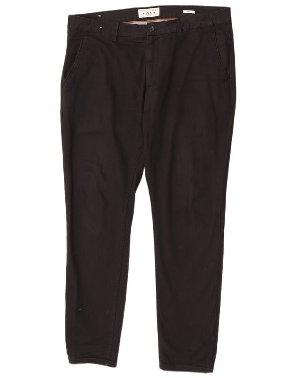 Pantaloni chino slim fit da uomo Zara EU 46 XL W36 L32 cotone nero