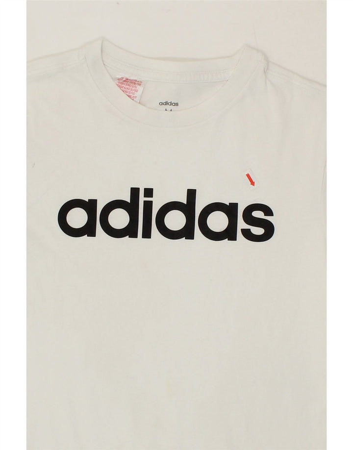 ADIDAS Boys Graphic T-Shirt Top 11-12 Years Medium White Cotton Vintage Adidas and Second-Hand Adidas from Messina Hembry 