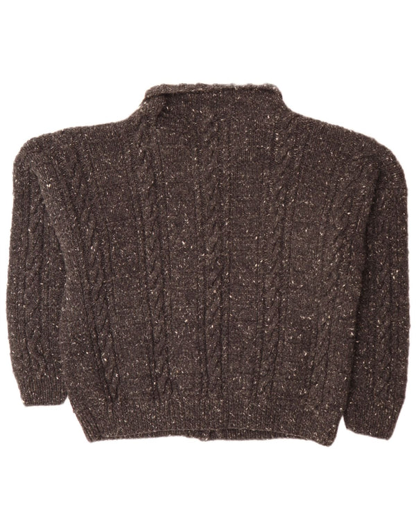 Maglione cardigan da donna vintage UK 20 2XL grigio screziato