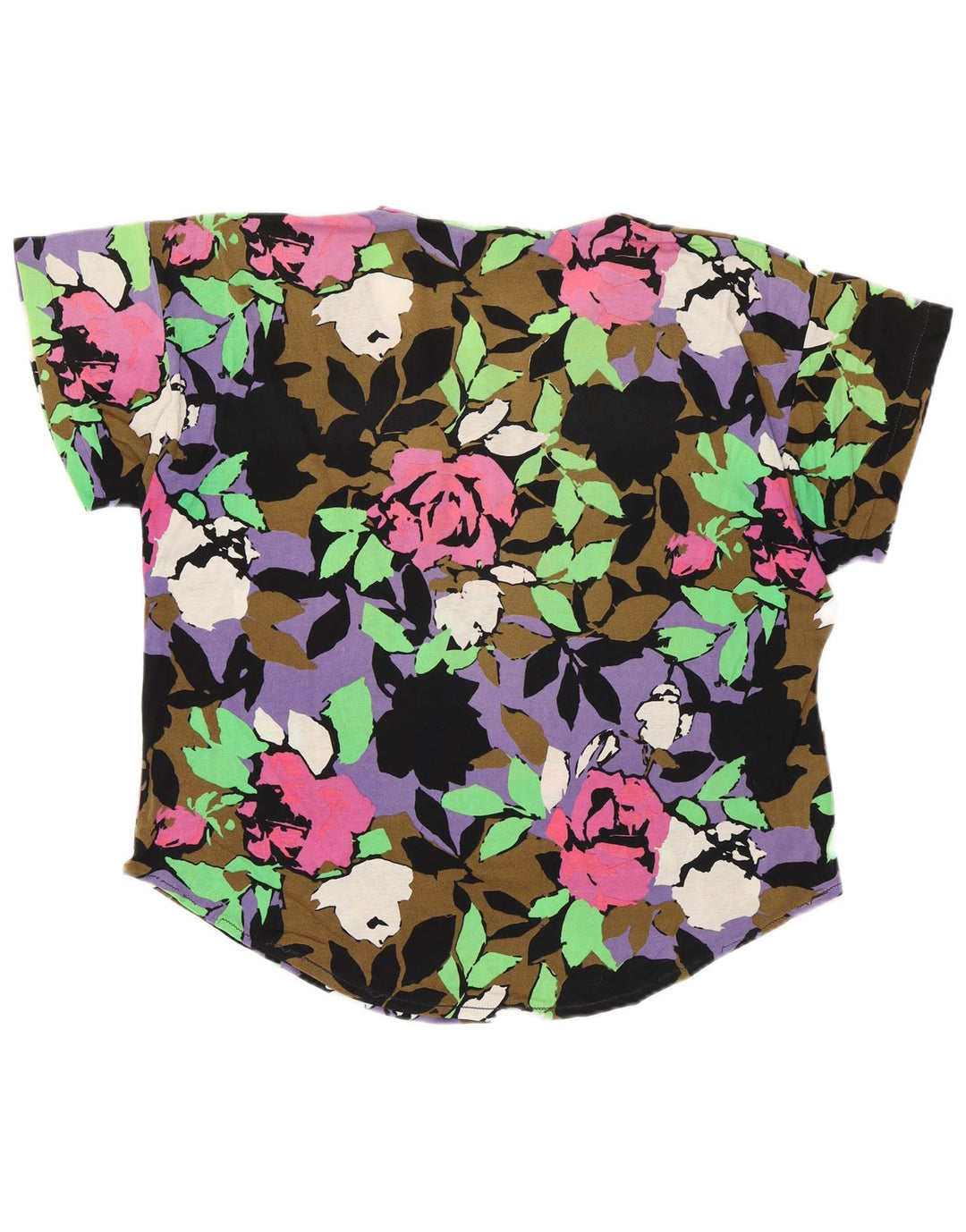 Top camicetta da donna vintage UK 16 grande floreale multicolore