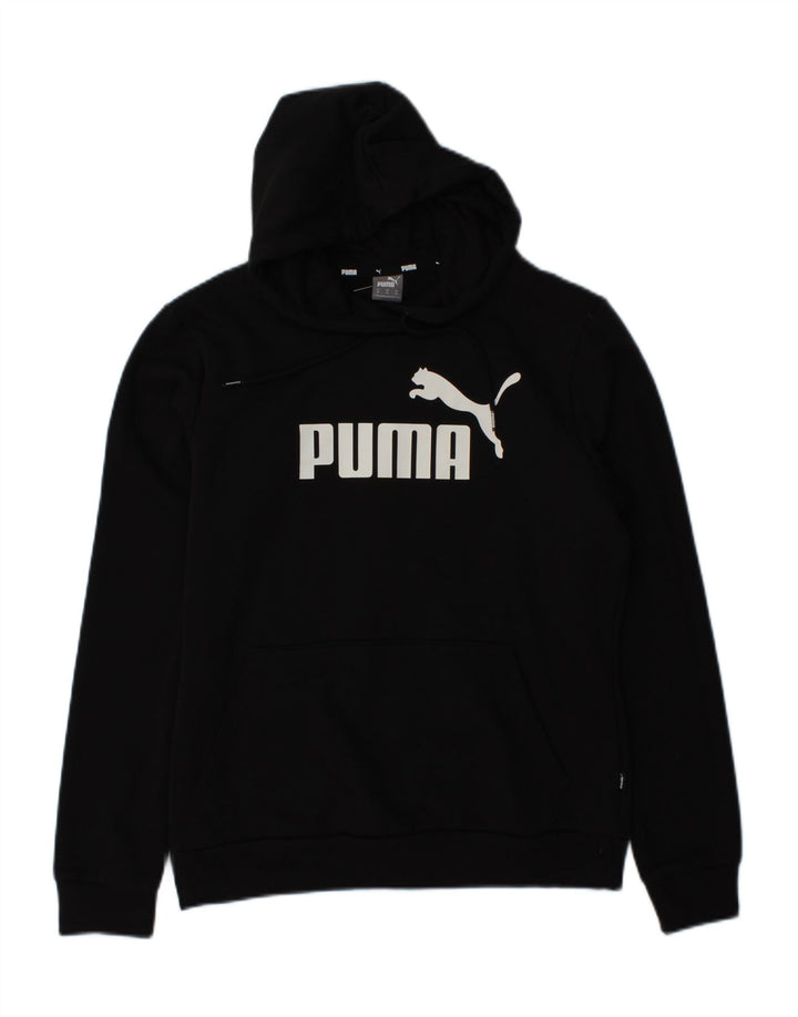 PUMA Womens Graphic Hoodie Jumper UK 14 Medium Black Polyester Vintage Puma and Second-Hand Puma from Messina Hembry 