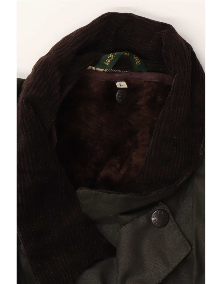 Giacca vintage da uomo in cotone cerato UK 40 grande verde