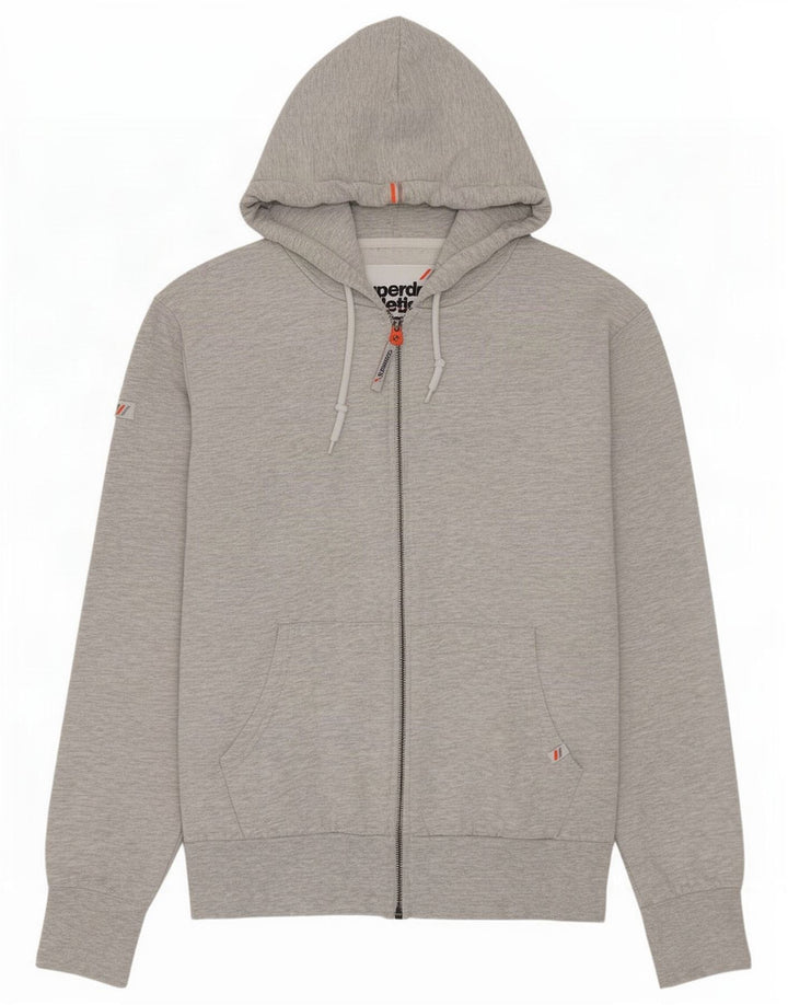 Maglione con cappuccio e zip da uomo Superdry grande in cotone grigio