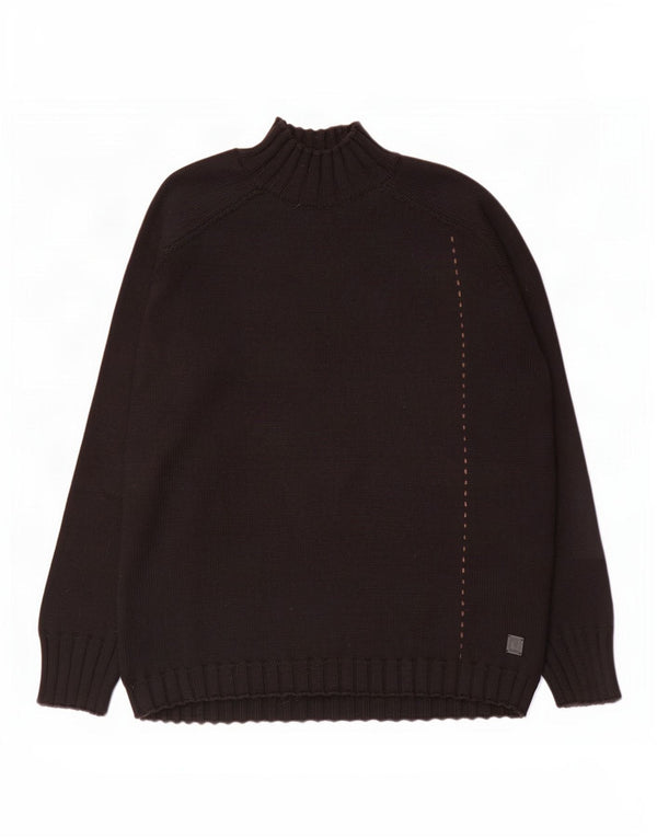 Trussardi Jeans Maglione Uomo Dolcevita Maglione Large Nero in Lana
