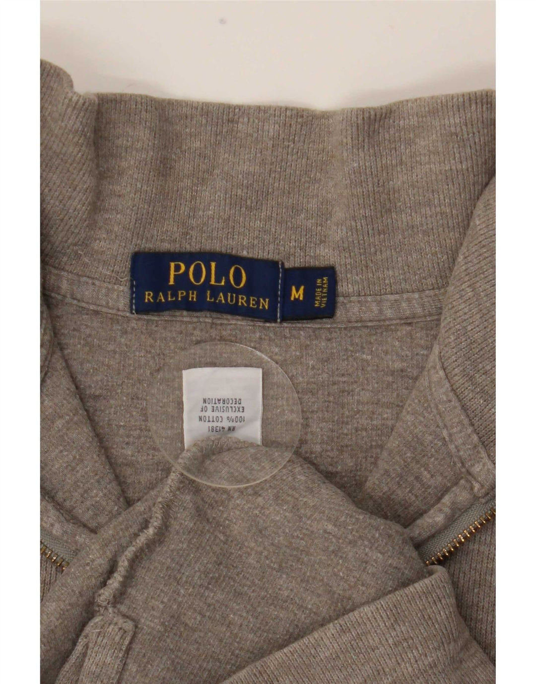 Polo Ralph Lauren Top da uomo con zip e collo a maniche lunghe in cotone grigio medio