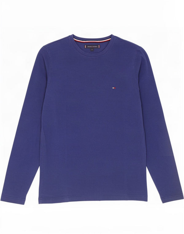 Tommy Hilfiger Uomo Slim Fit Top manica lunga piccolo cotone blu