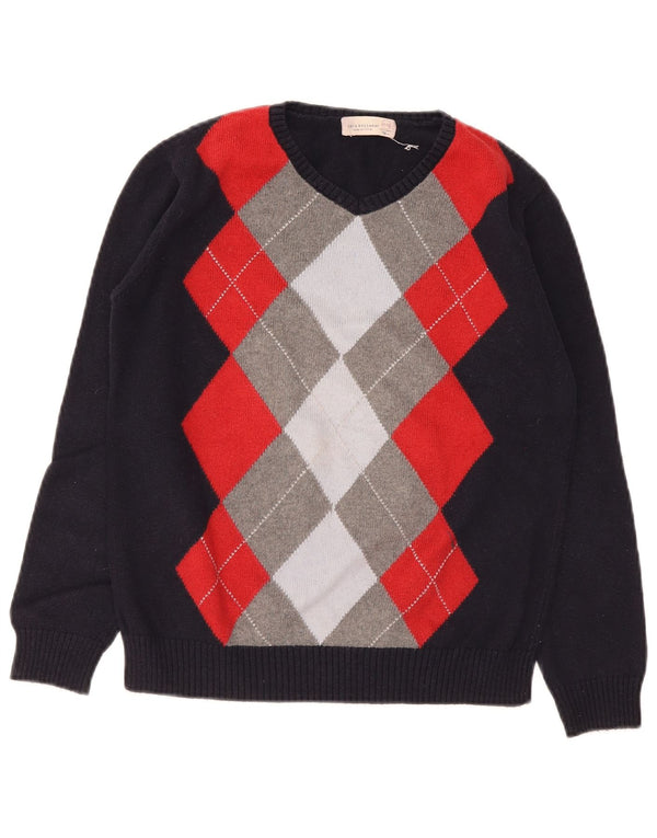 Maglione girocollo da bambino Zara 11-12 anni blu navy a rombi/diamante