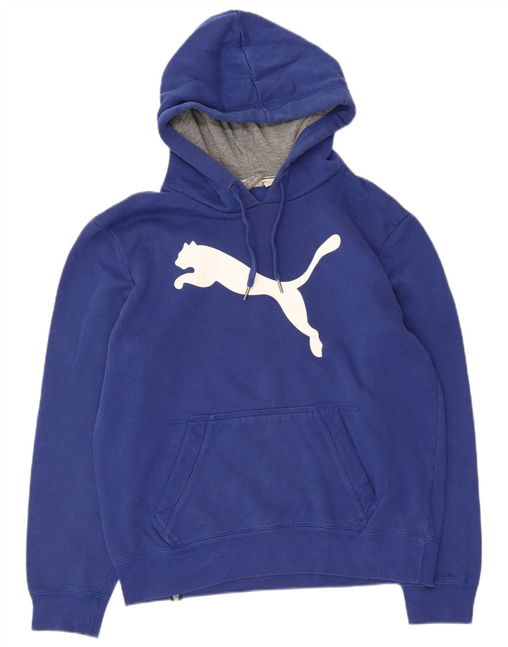 Felpa con cappuccio grafica da uomo Puma piccola in cotone blu