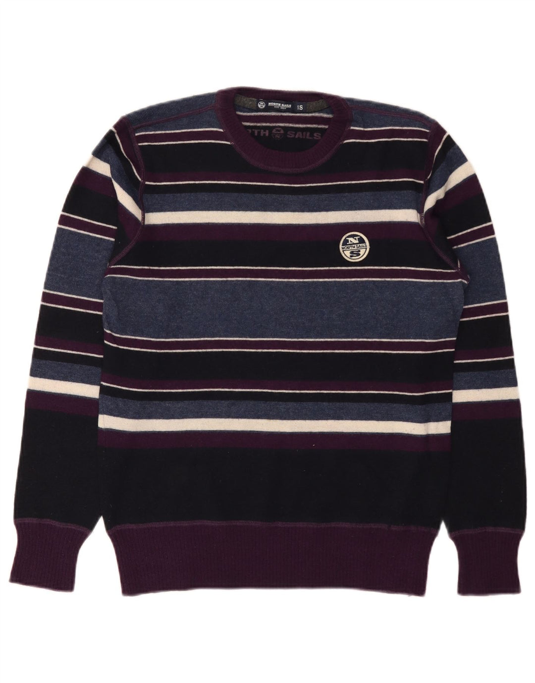 Maglione girocollo da uomo North Sails in lana a righe piccole multicolore
