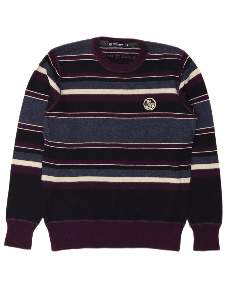 Maglione girocollo da uomo North Sails in lana a righe piccole multicolore