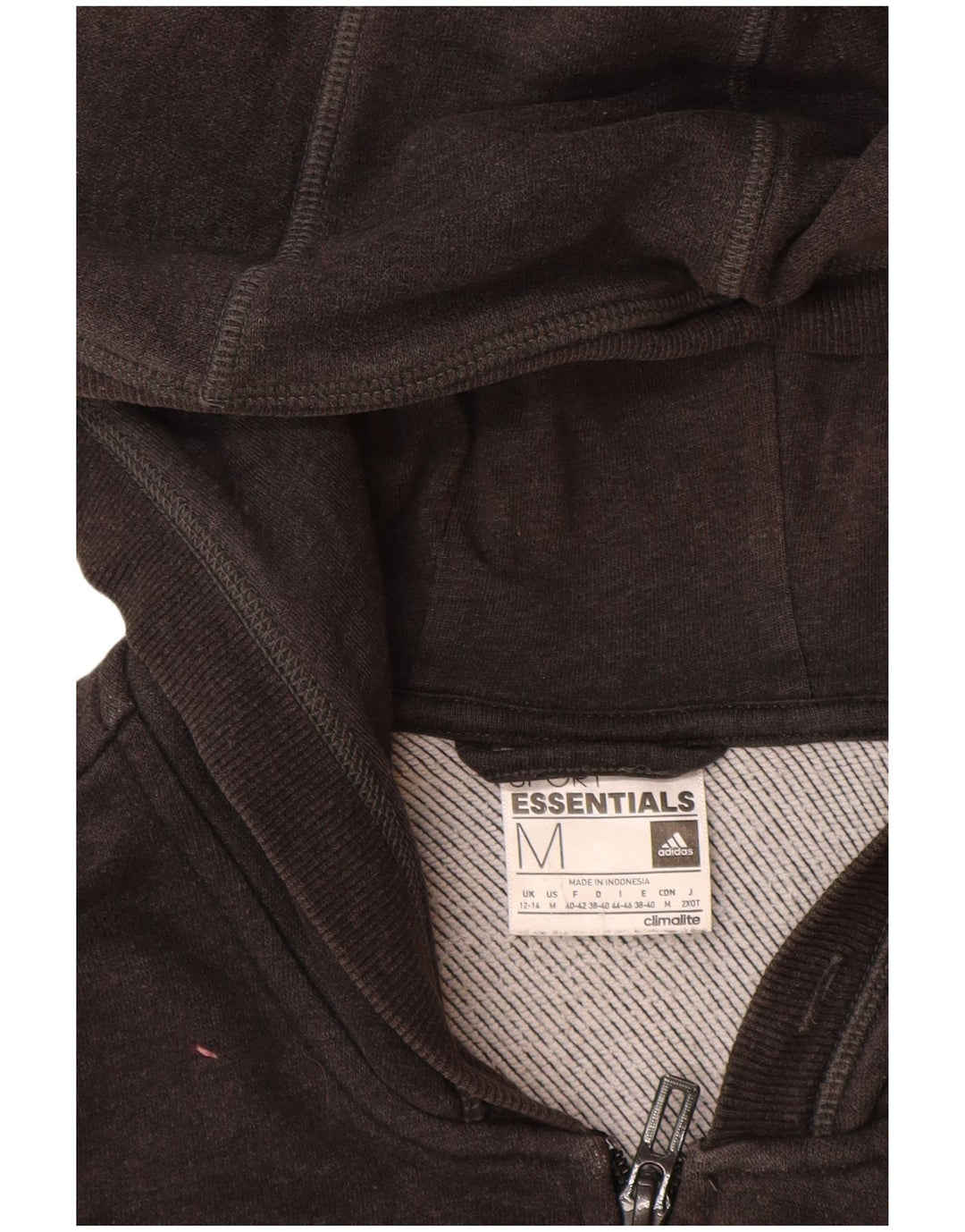 Maglione con cappuccio e zip ADIDAS da donna Climalite UK 12/14 Cotone nero medio