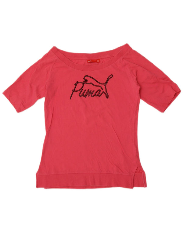 Puma T-shirt grafica da donna Top UK 14 Large Rosa