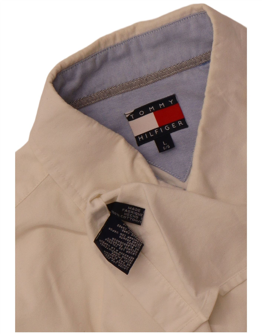 Camicia da uomo Tommy Hilfiger grande in cotone bianco sporco