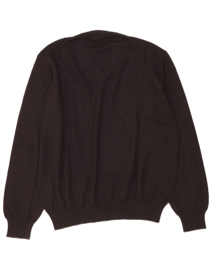 Maglione da uomo Navigare con scollo a V, grande, in lana nera
