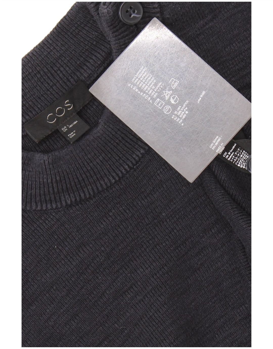COS Maglione girocollo da uomo in cotone grande blu navy