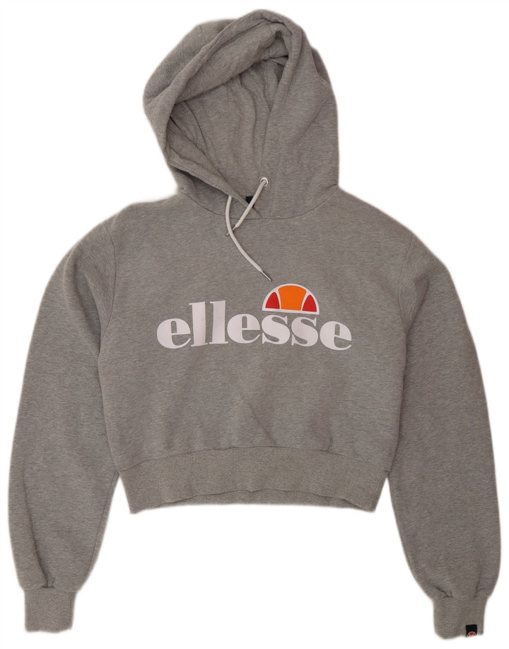 Maglione con cappuccio oversize con grafica corta da donna Ellesse UK 12 Grigio medio