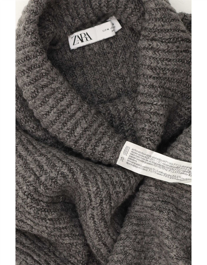 Maglione maglione oversize con collo alto da donna Zara UK 14 Acrilico grigio medio